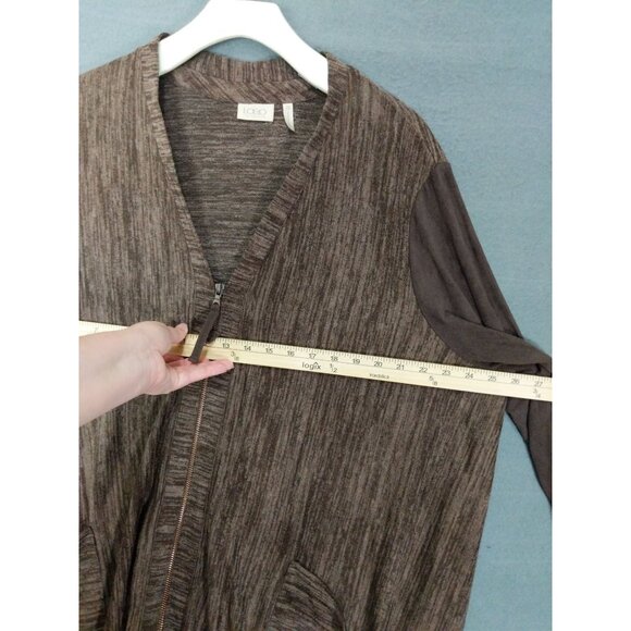 LOGO LORI GOLDSTEIN Womens Zip Cardigan 2X‎ Mixed Media Heather Brown Faux Suede - Picture 6 of 11